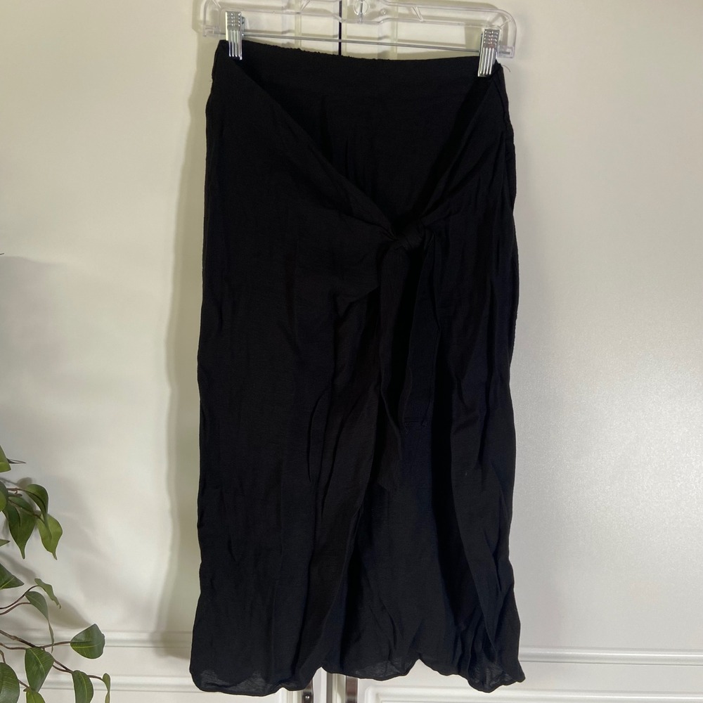 INC International Concepts Global Traveler Black Tie Front Midi Skirt Small